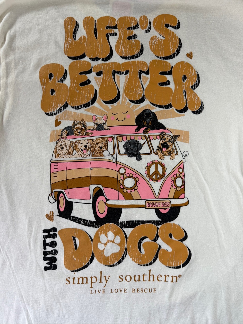 Simply Southern Cream 'Life's Better With Dogs’ Short Sleeve Tee Women’s Size S - Picture 6 of 8